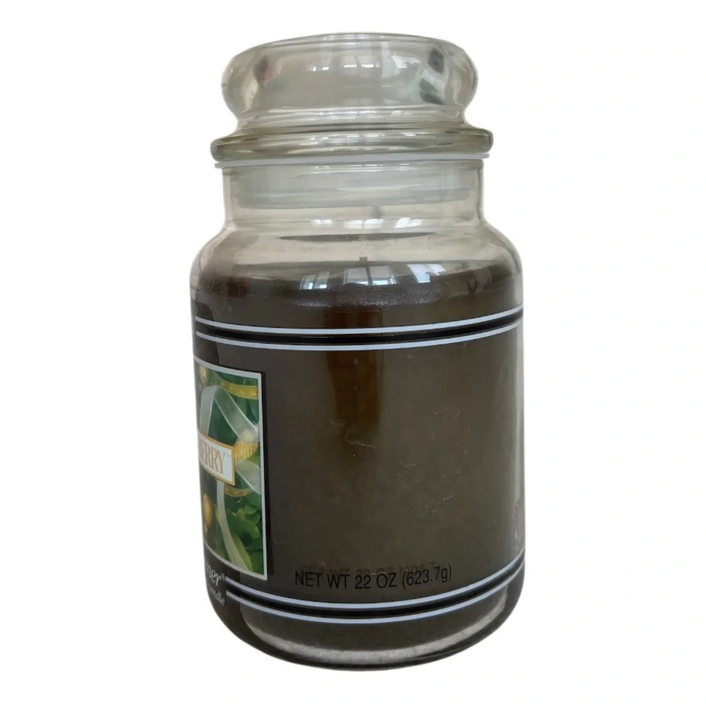 Yankee Candle Jar Black Band Rare Vintage Holiday Bayberry Christmas Dark Green